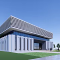 Modern Museum Building Featuring Glass Facade Horizontal Lines White Stone Walls And Lawn Front