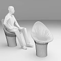 Modern Leisure Chair With Sculptural Curved Shape And Elegant Metallic Design