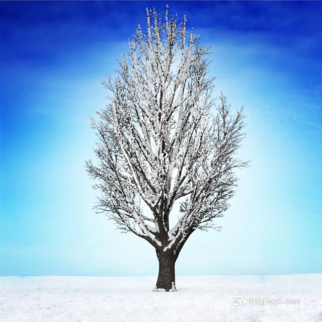 Snow Covered Arbor Against Clear Blue Sky In Winter Landscape 3d model 