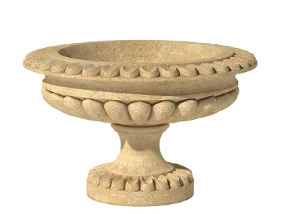 Decorative Stone Garden Planter With Ornate Edges And Pedestal Base For Outdoor Use 3d model