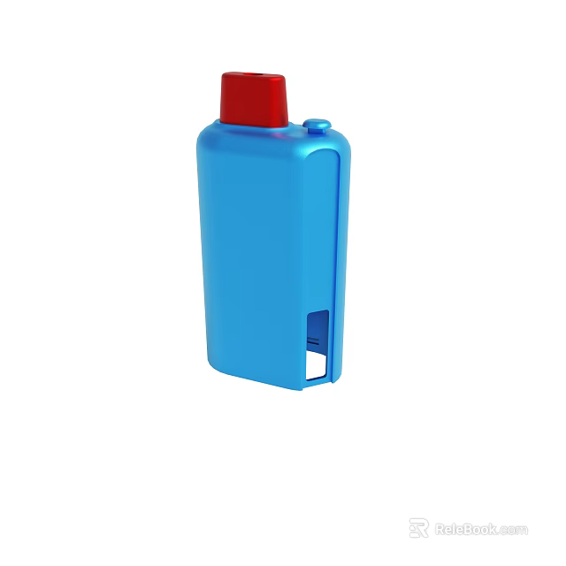Blue Plastic Device With Red Top And Side Opening Design 3d model 