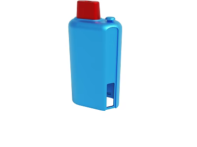Blue Plastic Device With Red Top And Side Opening Design 3d model