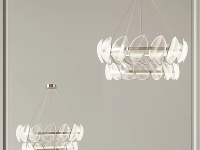 Modern Transparent Petal Shaped Glass Chandelier With Elegant Minimalist Design 3d model