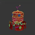 Red Metallic Robot Character With Round Body Rusty Texture Antenna And Eye Component