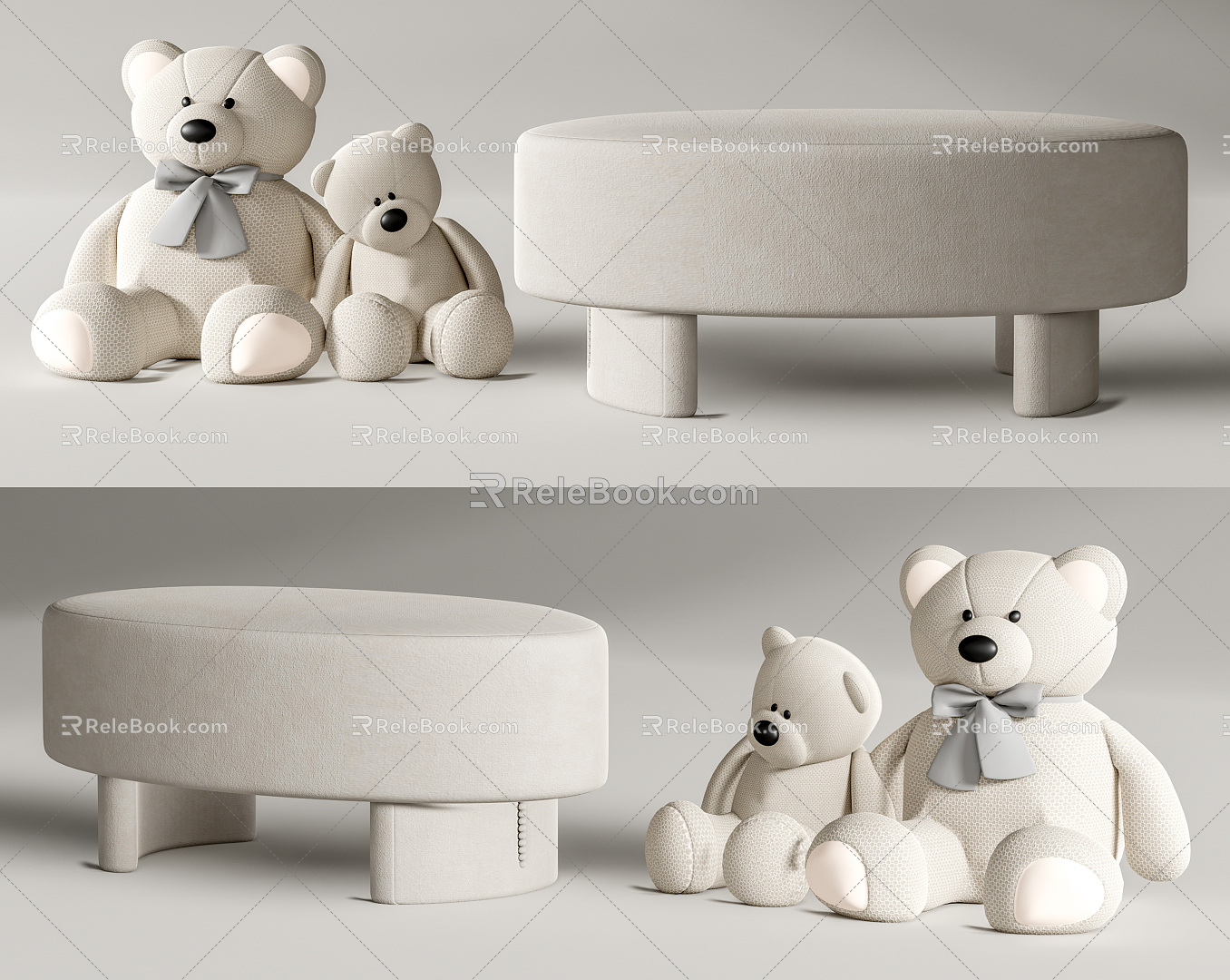 Modern bed end stool 3d model