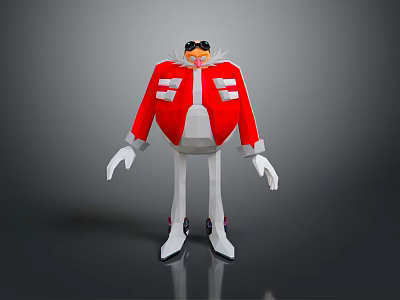 Stylish 3D Geometric Cartoon Character With Red Jacket White Pants And Sunglasses 3d model