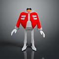 Stylish 3D Geometric Cartoon Character With Red Jacket White Pants And Sunglasses