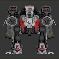 Detailed Robot Character Design With Mechanical Armor Cannons Red Accents And Tracked Legs