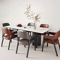 Dining table and chair combination dining table dining chair 3d model