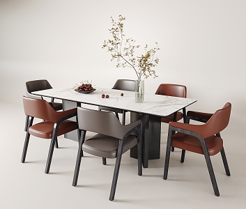 Dining table and chair combination dining table dining chair 3d model