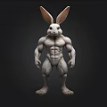 Muscular Anthropomorphic Rabbit 3D Render With Strong Physique And Large Ears 3d model