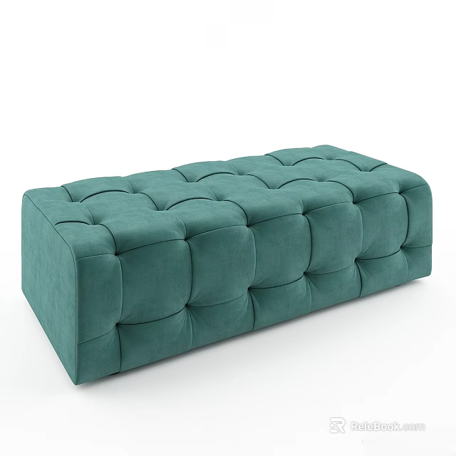 Comfortable Green Rectangular Tufted Velvet Sofa Bench with Modern Design 3d model 