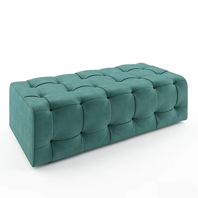 Comfortable Green Rectangular Tufted Velvet Sofa Bench with Modern Design 3d model