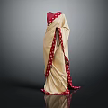 Elegant Beige Sari With Red Polka Dot Patterns And Contrast Border Design For Ethnic Wear