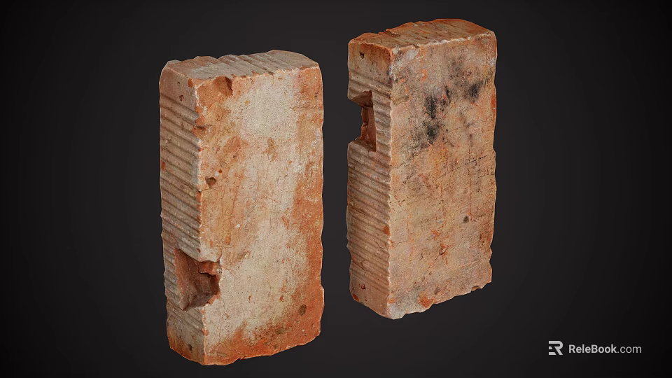 Rough Textured Red Brick Blocks With Natural Holes And Surface Marks 3d model 