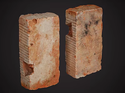 Rough Textured Red Brick Blocks With Natural Holes And Surface Marks 3d model
