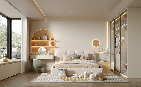 Cream Children's Room Modern Children's Room 3d model