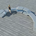 Curved Modern Outdoor Chairs Creating Comfortable Seating On Stone Paved Ground 3d model