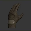 Practical Brown Leather Glove With Beige Strap At Wrist For Daily Use 3d model