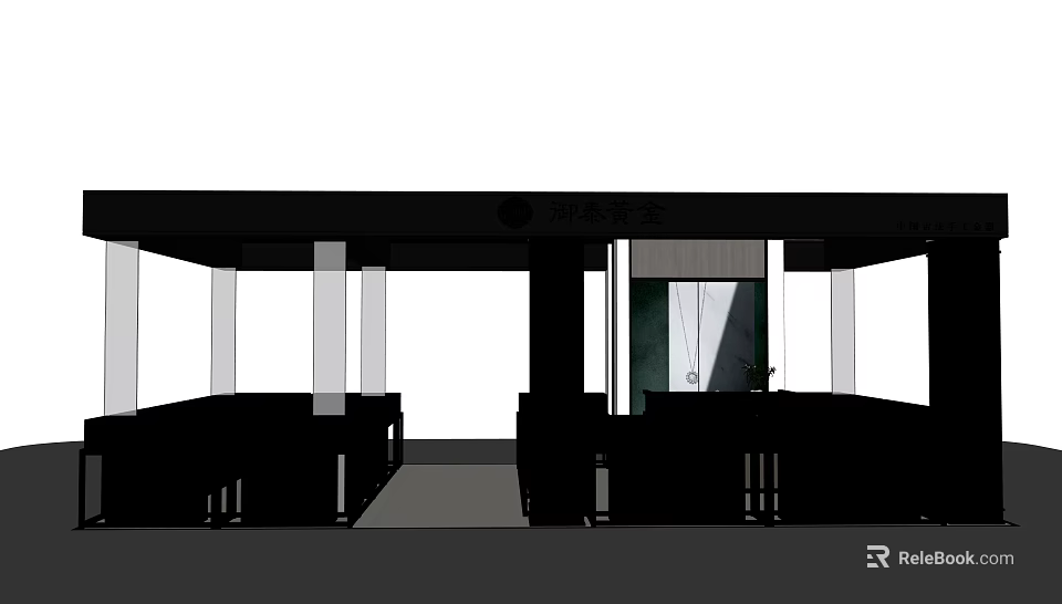 Elegant Jewelry Store Interior With Glass Display Cases And Precious Gem Exhibits 3d model 