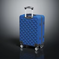 Durable Blue Geometric Pattern Travel Suitcase With Spinner Wheels And Telescopic Handle 3d model