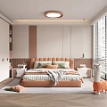 Modern Minimalist Kids Room Interior With Brown Headboard Bed Plaid Quilt And Alpaca Toy