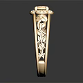 Exquisite Gold Fashion Ring With Detailed Engraved Patterns And Sparkling Central Gemstone