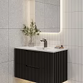 Modern Minimalist Bathroom With Sleek White Soaking Bathtub And Elegant Terrazzo Wall And Floor Tiles