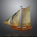 Traditional Red Sailing Boat With Yellow Sails Small Flag And White Accents