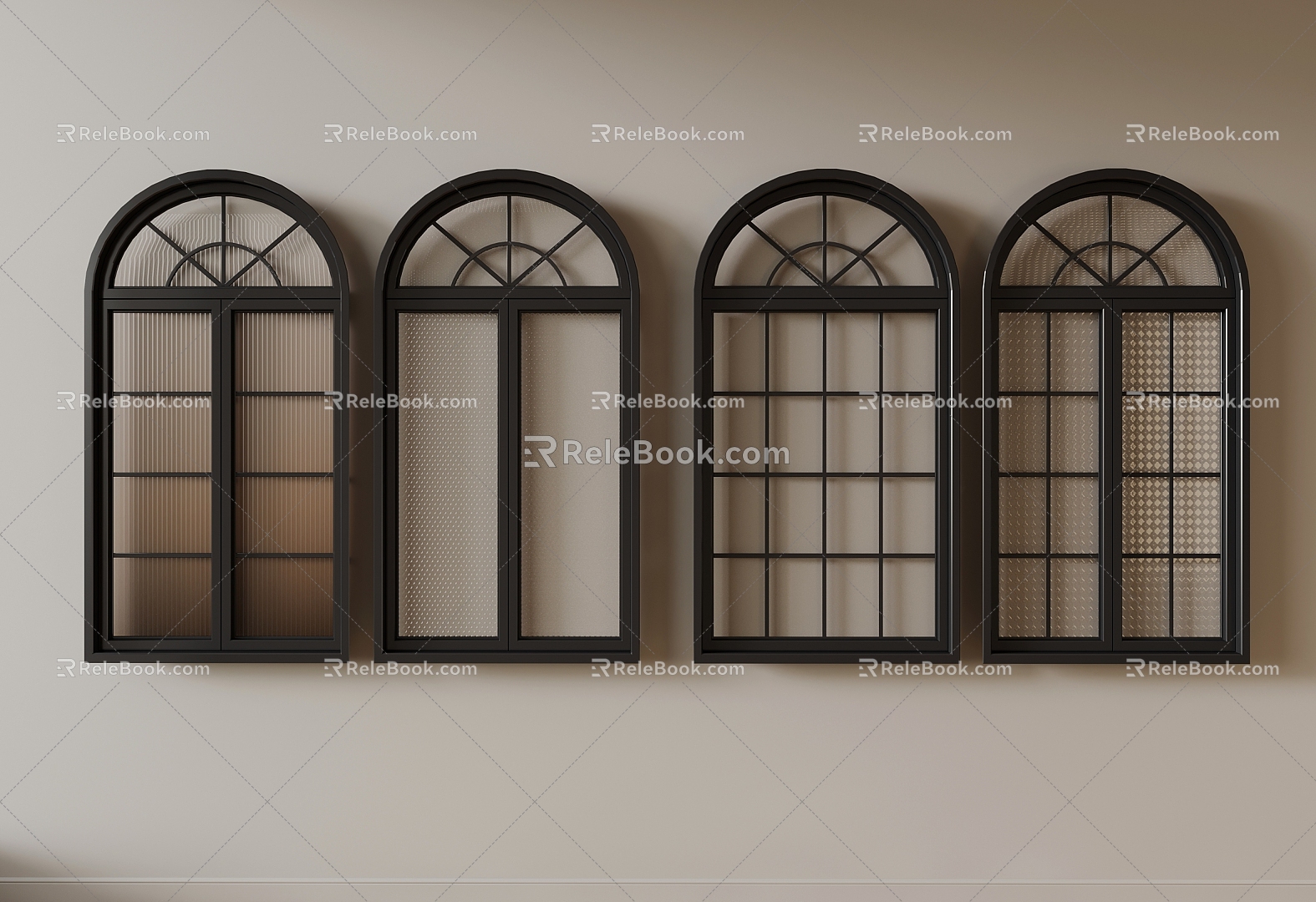 French arched windows 3d model