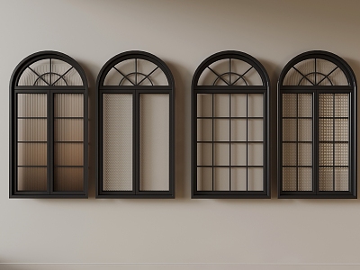 French arched windows 3d model