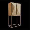 Modern Chest of Drawers Featuring Wooden Geometric Design And Gold Metal Base