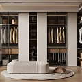 Modern Walk in Closet Interior With Glass Doors Hanging Area And Storage Cabinets