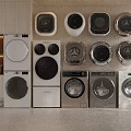 Stylish Washing Machines With Various Modern Designs Display In Home Showroom