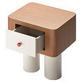 Modern Wooden Drawer Chest With White Drawer Red Knob And Cylindrical Legs
