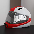 Blauer Red And White Helmet With Transparent Visor And Modern Design 3d model