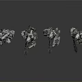 Sci-Fi Futuristic Mech Warrior Characters with Different Armored Poses 3d model
