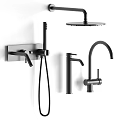 Modern Black Faucet Set for Kitchen and Shower with Stylish Design