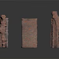 Red Brick Ruined Structures With Textured Surfaces And Broken Columns 3d model