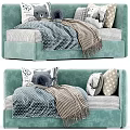 Cozy Light Green Sofa With Decorative Pillows Stuffed Whale Toy And Soft Blanket Home Decor