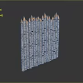 Scenic Landscape of Neatly Arranged Silver Pillars with Orange Flames on Grey Background