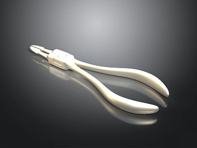 White Pliers Tool With Reflective Finish Placed On Black Background Surface 3d model