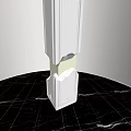 White Carved Sculpture with Broken Middle Revealing Brown Interior on Black Marble Floor and Lighting