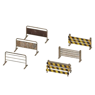 Different Types of Metal Railings With Striped And Horizontal Bar Designs 3d model