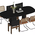 Middle style dining table and chair combination 3d model