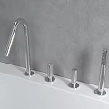 Modern Silver Faucet on White Countertop with Gray Wall Background and Small Spouts