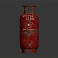 Red Old Worn Gas Cylinder Equipment With Scratched Surface For Industrial Storage