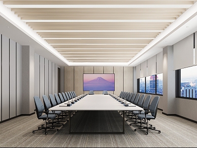 Meeting Room Conference Table Chair Electronic Screen Wall Panel 3d model