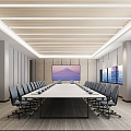 Meeting Room Conference Table Chair Electronic Screen Wall Panel 3d model