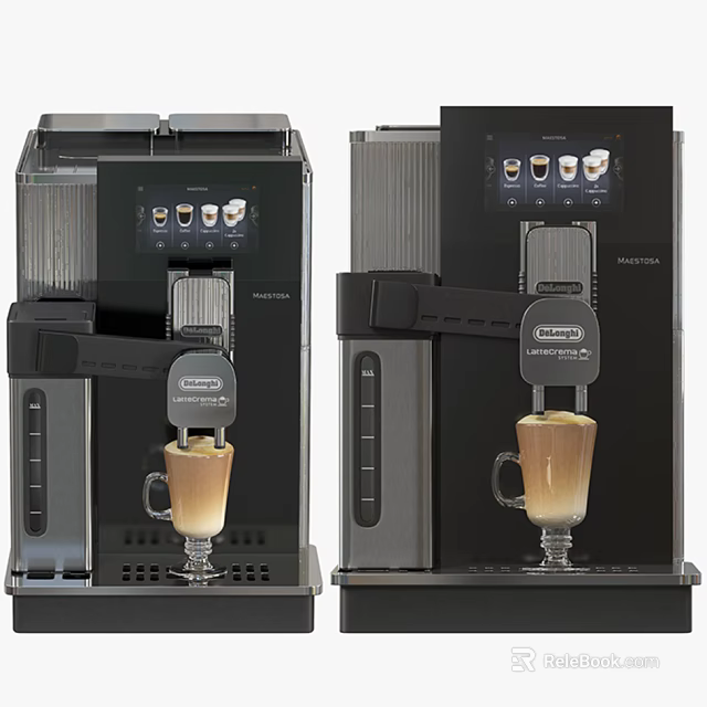Modern Automatic Coffee Machine Kitchen Appliance With Digital Display And Milk Frother 3d model 